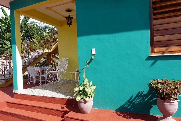 'Portal and stairs to the terrace' Casas particulares are an alternative to hotels in Cuba.